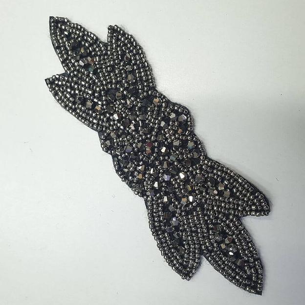 Аппликация пришивная «Цветок» удлинённый серебро фото 1