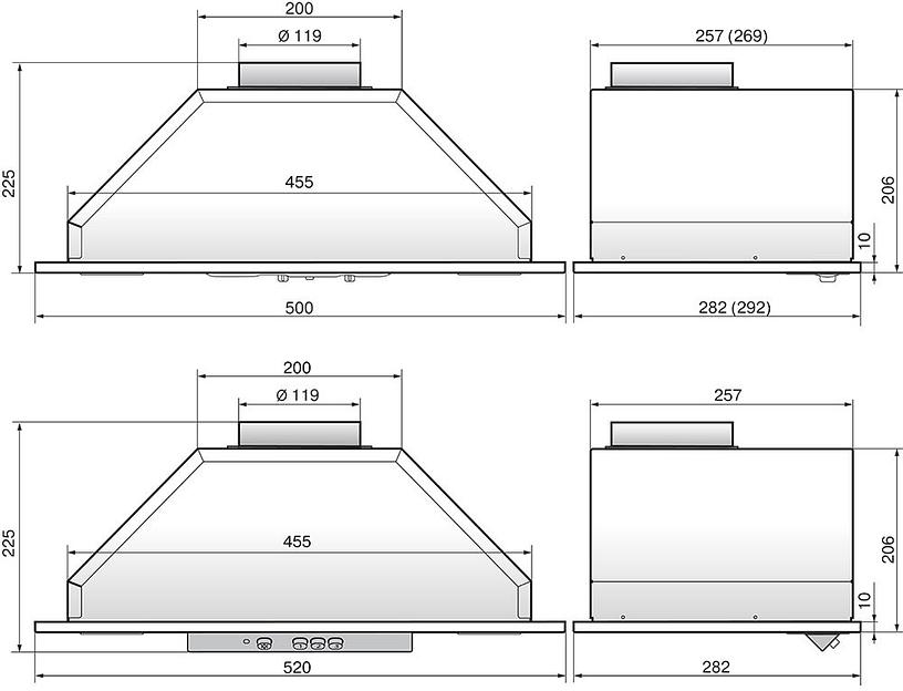 Вытяжка встраиваемая Elikor Врезной блок 52Н-400-П3Д нержавеющая сталь управление: ползунковое (1 мотор) фото 2