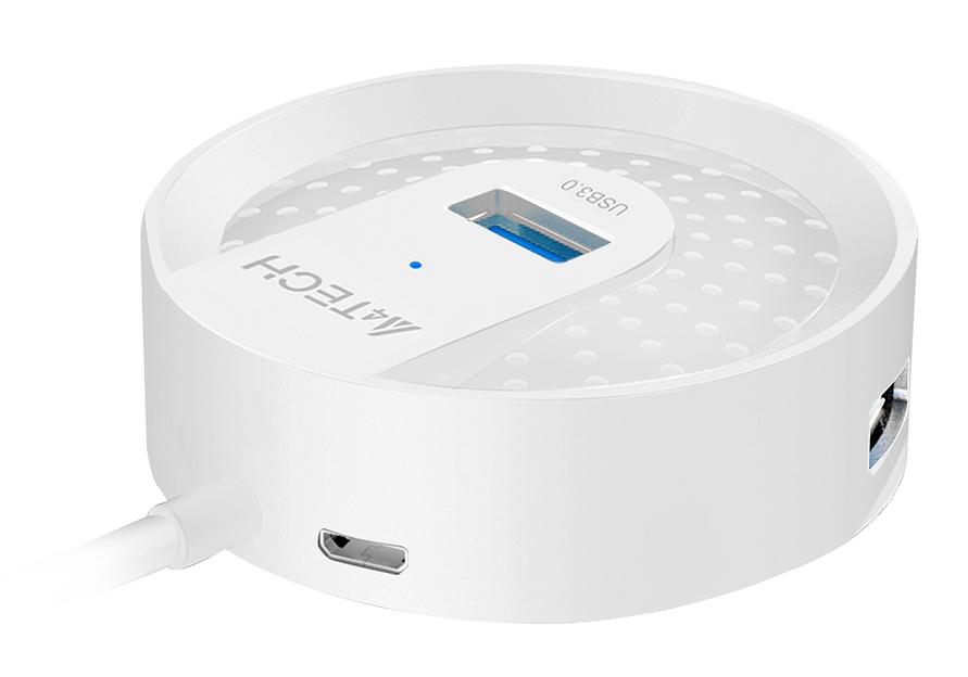 Разветвитель USB 3.0 A4Tech HUB-30 4порт. белый фото 2