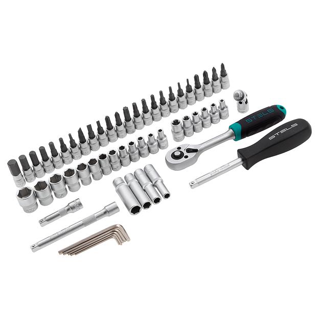 Набор инструментов, 1/4, CrV, пластиковый кейс 57 предметов фото 4