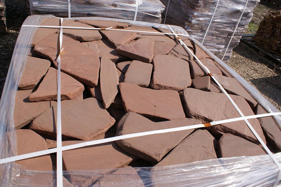 Песчаник галтованный Ручейник ТЕРРАКОТ красный /м2 (40 мм) фото 1