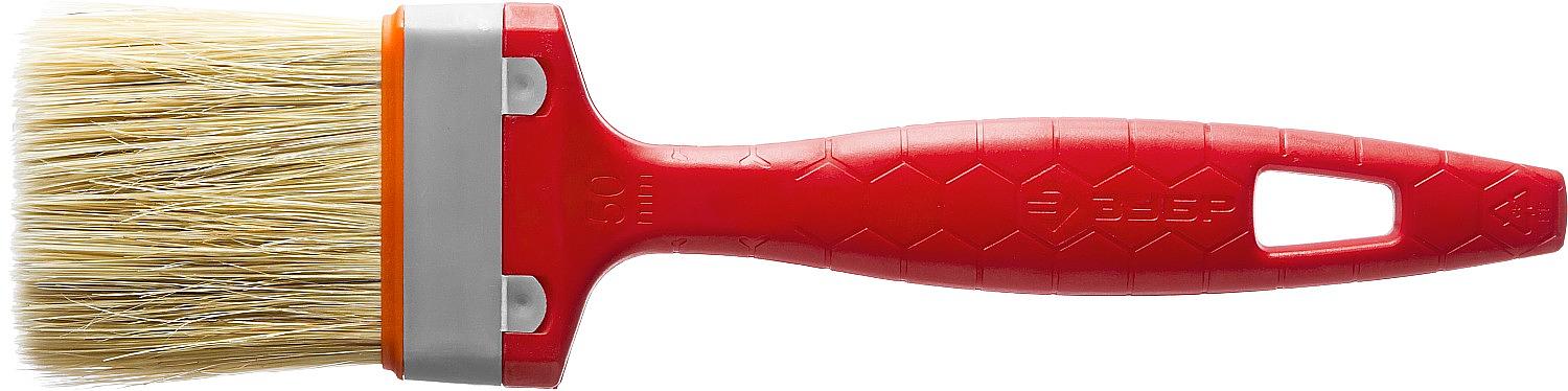 ЗУБР УНИВЕРСАЛ, 50 мм, 2″, светлая натуральная щетина, пластмассовая ручка, все виды ЛКМ, плоская кисть (01015-050) фото 3