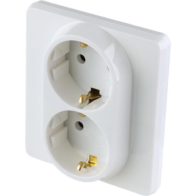 Legrand 673750 Розетка 2 x 2К+З - немецкий стандарт - 16 А - 250 В~ - INSPIRIA - белый фото 3