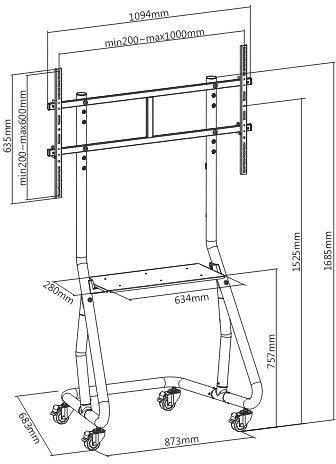 Подставка для телевизора Ultramounts UM 298 черный 60"-105" макс.100кг напольный мобильный фото 2