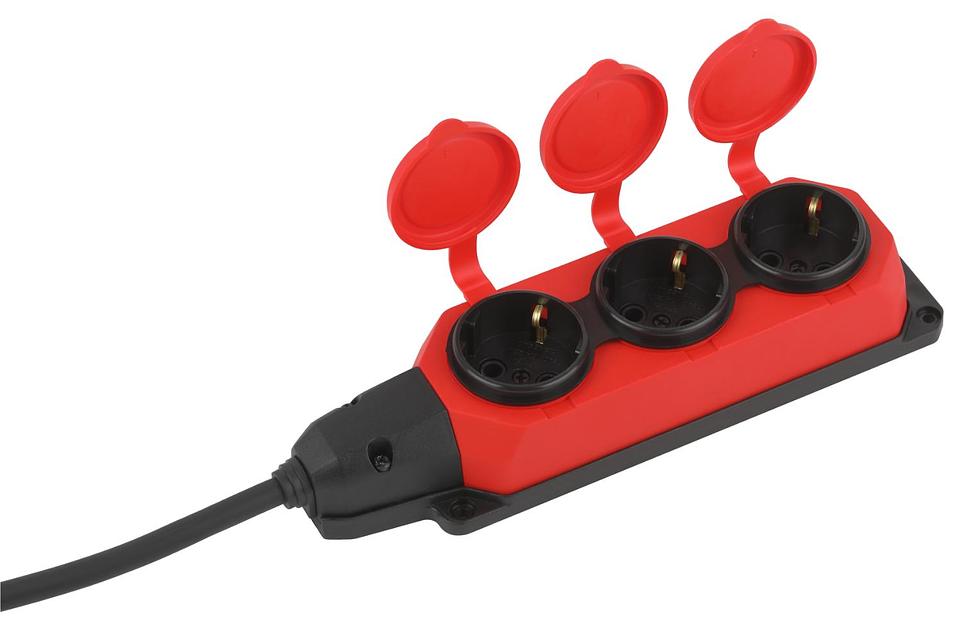 Удлинитель силовой UK-3e-3x1,5-20m-IP44(KG) с заземлением 3 розетки каучук 20м КГ 3х1,5мм2 IP44 фото 4