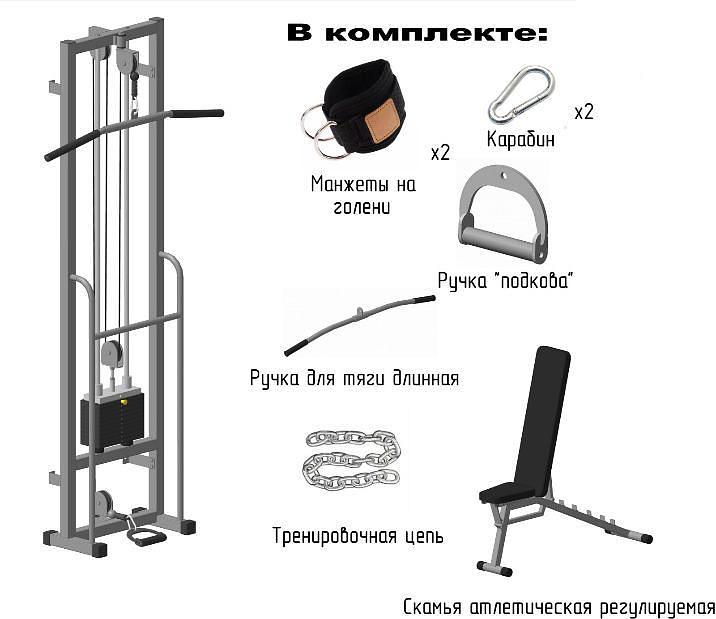 Тренажер «Одинарная блочная рама с верхней тягой» А317/1-50 фото 1