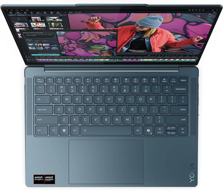 Ноутбук Lenovo Yoga Slim7 14AKP10 Ryzen AI 5 340 16Gb SSD1Tb AMD Radeon 840M 14" OLED 2.8K (2880x1800) Windows 11 Home turquoise WiFi BT Cam (83JY0009RK) фото 4