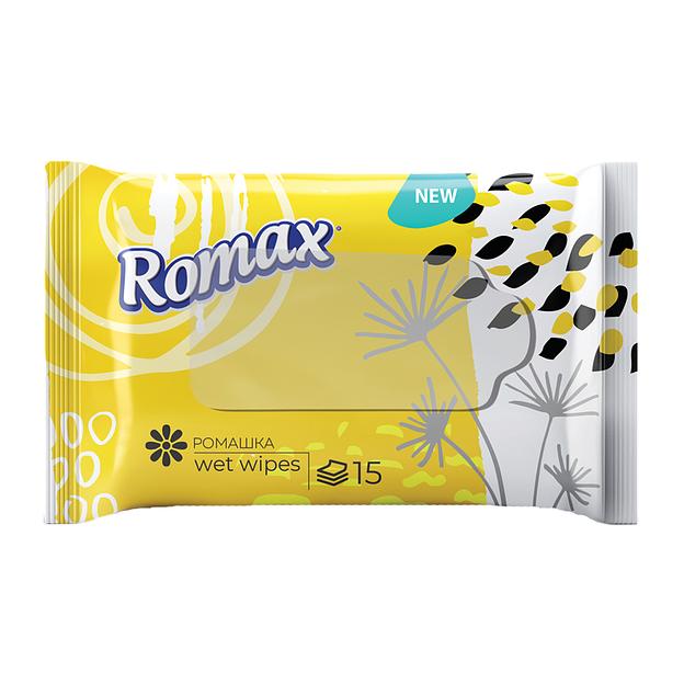 Ромакс гигиенические освежающие влажные салфетки ромашка 15шт фото 1