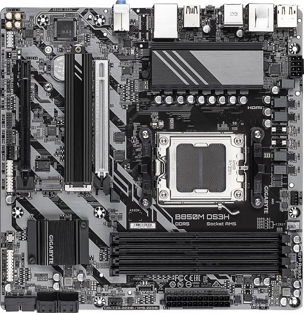 Материнская плата Gigabyte B850M DS3H SocketAM5 AMD B850 4xDDR5 mATX AC`97 8ch(7.1) 2.5Gg RAID+HDMI+DP фото 1