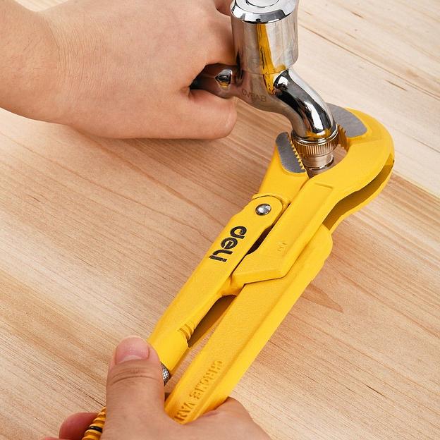 Ключи Deli Трубный рычажный ключ №2 с изогнутыми губками Deli DL105255 420мм, раскрытие губок 0-55мм, сталь Cr-V фото 6