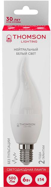 Лампа светодиодная Thomson TH-B2026 6Вт цок.:E14 свеча 220B 4000K св.свеч.бел.нейт. Tail Candle фото 3