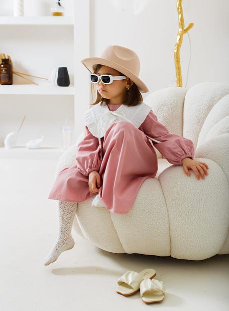 Платье MINI DI «Микки» пыльно-розовый однотон, сатин, арт.430/155 ОПТ фото 1