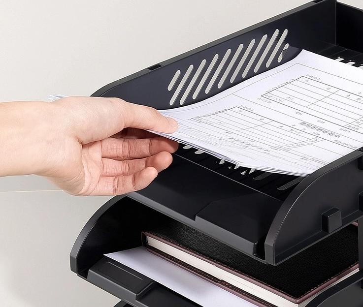 Лоток горизонтальный Deli E9213 BLACK E9213 сборный для бумаг 325x241x155мм черный пластик (упак.:3шт) пластиковый пакет фото 2