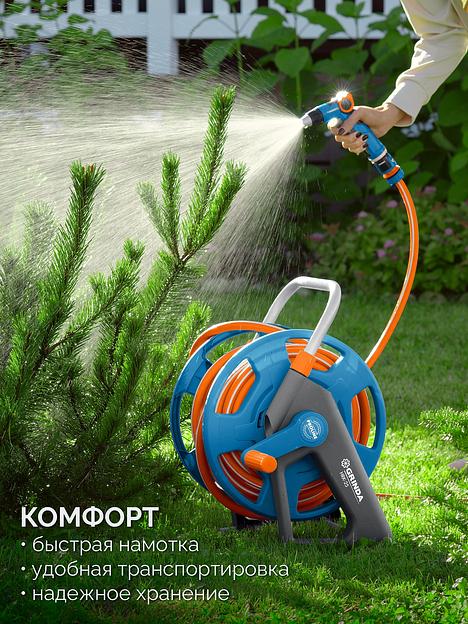 GRINDA HRK-25, шланг 25м x 1/2″, поливочный набор 4 предмета, стальные опоры, катушка со шлангом в комплекте ProLine (428460) фото 4