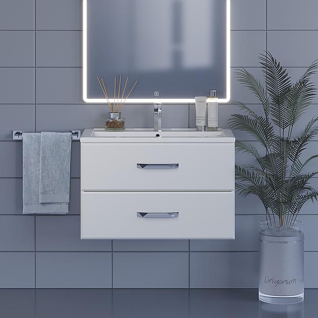 Тумба с раковиной для ванной Uperwood Foster 80 см, подвесная, белая фото 6