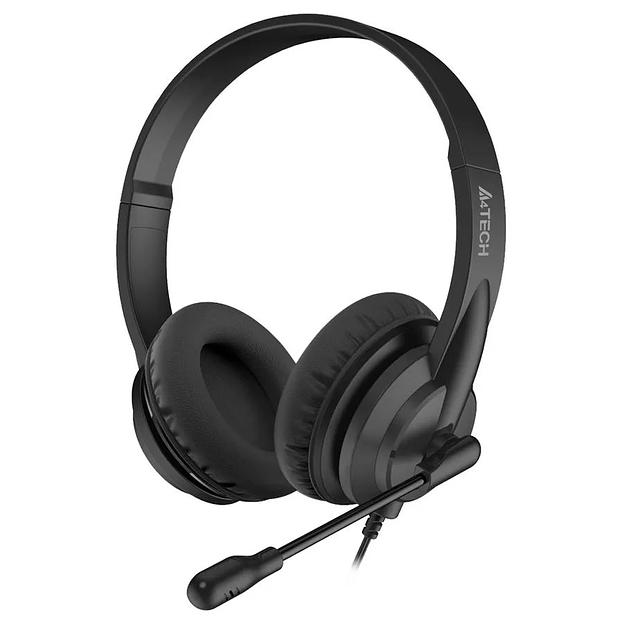 Наушники с микрофоном A4Tech HS-10 черный 2м накладные оголовье (HS-10/3.5MM PLUG/BLACK) фото 1