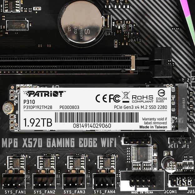 Накопитель SSD Patriot PCIe 3.0 x4 1920GB P310P192TM28 P310 M.2 2280 фото 6