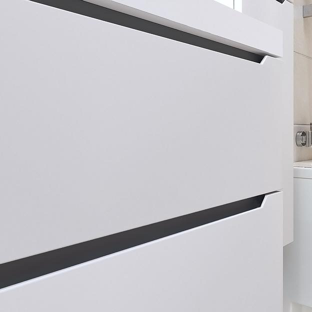 Тумба с раковиной для ванной Uperwood Tanos New 50 см, подвесная, белая/графит фото 4