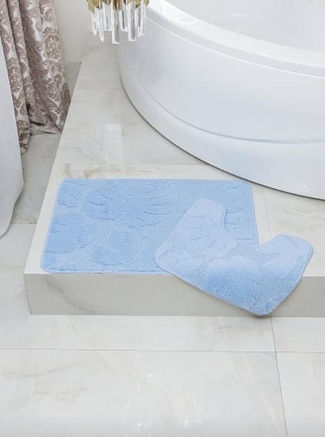 Комплект ковриков для ванной комнаты My Crystal серия Gold 50х80 см и 40х50 см, голубой, опт фото 1