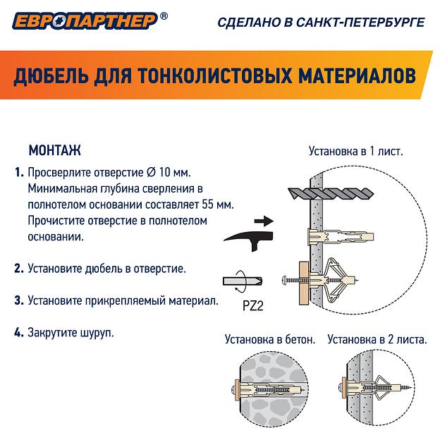 Анкер для тонколистовых материалов PLA 10х50 с шурупом (60шт) фото 4