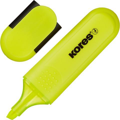 Маркер текстовый скошенный 0,5-5 мм, желтый, Kores Bright Liner Plus фото 1