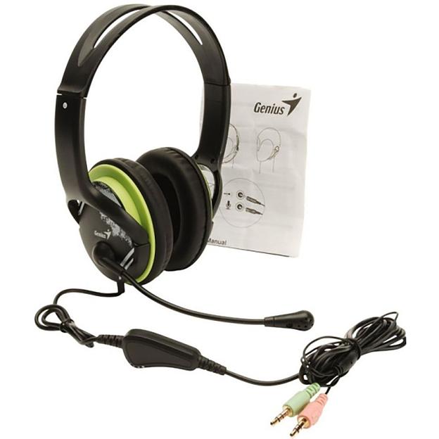 Гарнитура Genius HS-400A, 2х mini jack 3.5mm, полноразмерные наушники, регулятор громкости на проводе, длина провода 1,8м фото 3