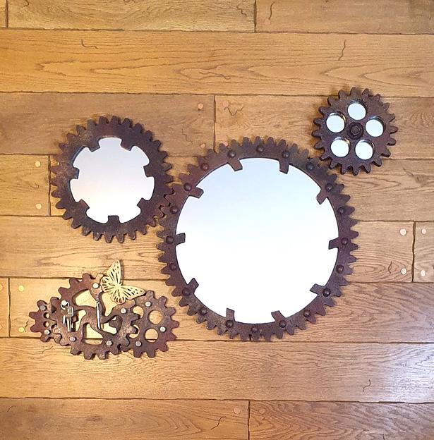 Зеркальное панно и ключница стимпанк фото 1