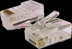 Коннектор RJ45 UTP 8P8C, универсальный, со вставкой, cat.5e, 100 шт. (TWT-PL45-8P8C-V) фото 1