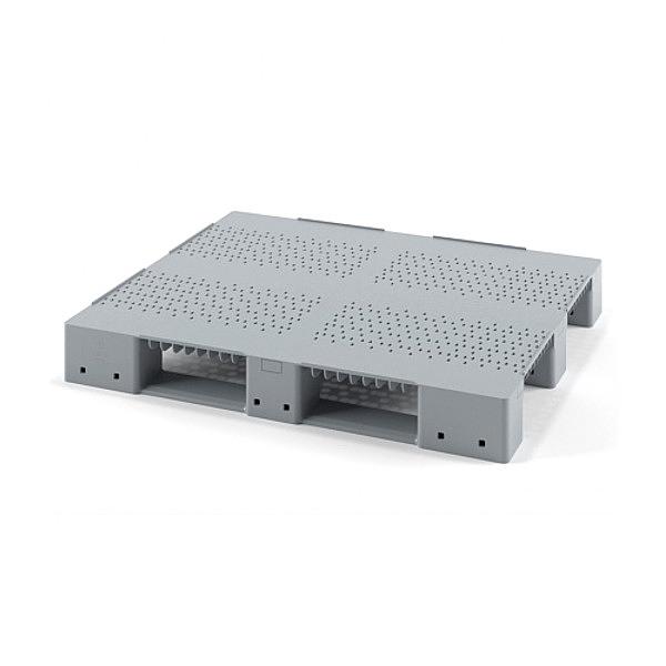 Поддон перфорированный Plast 1200x1000x150 на 3-х полозьях серый усиленный одной трубой фото 1