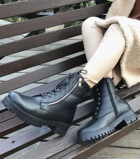 Ботинки берцы BuzShoes зимние черные ОПТ фото 3