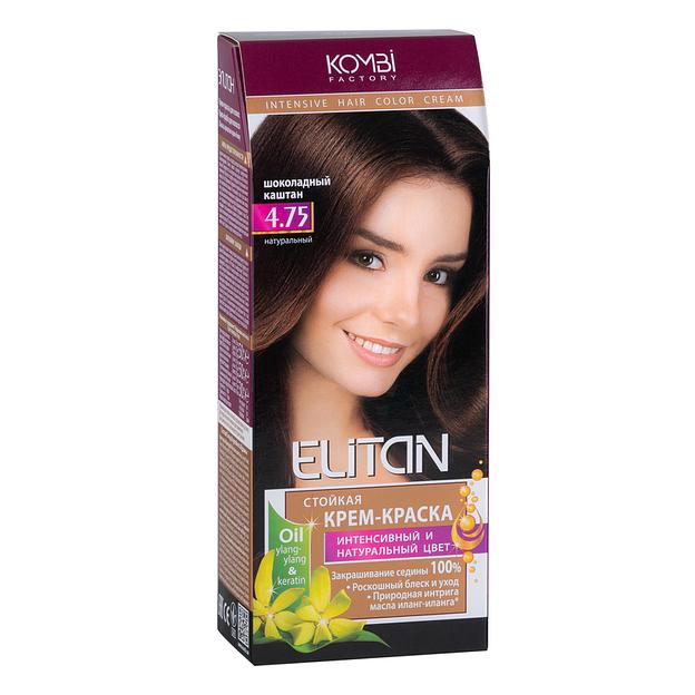 Элитан стойкая крем-краска для волос тон 4.75 шоколадный каштан фото 1