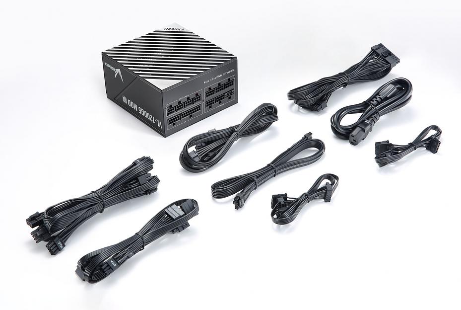 Блок питания Formula ATX 1200W VL-1200G5 MOD Gen5 80+ gold 24pin APFC 140mm fan lt.blue LED 7xSATA Cab Manag RTL фото 5