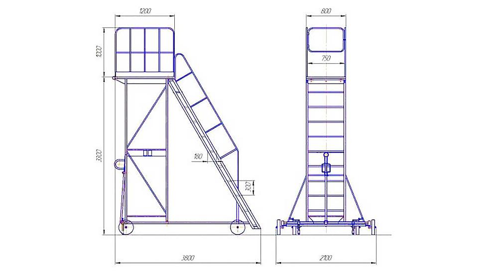 Авиационная стремянка СА-3/11Б-Н1-ТР фото 1