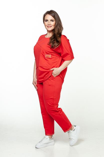 Брюки футер 2-х нитка  102/08/Красный  фото 6