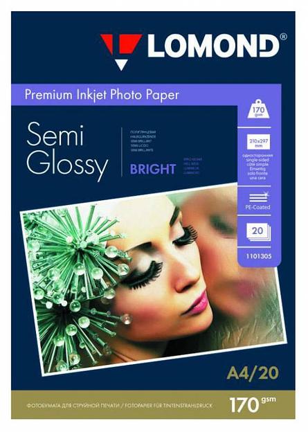 Бумага Lomond 1101305 A4/170г/м2/20л./белый полуглянцевое для струйной печати фото 1