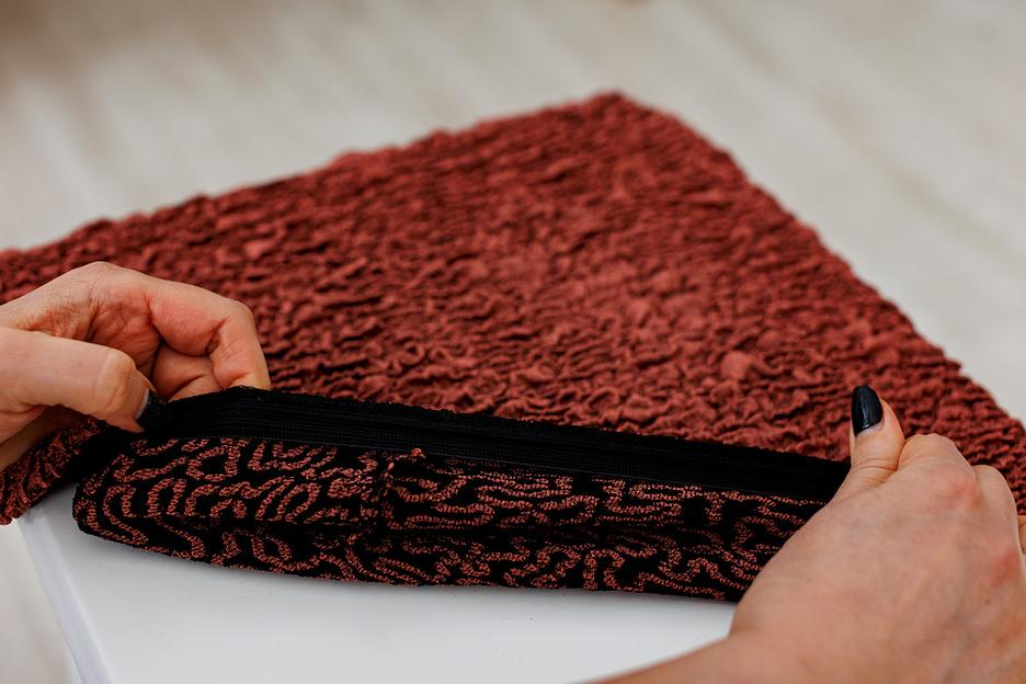 Чехол на табурет Чехлы&Пледы «Виктория» терракотовый (2 шт) ОПТ фото 4