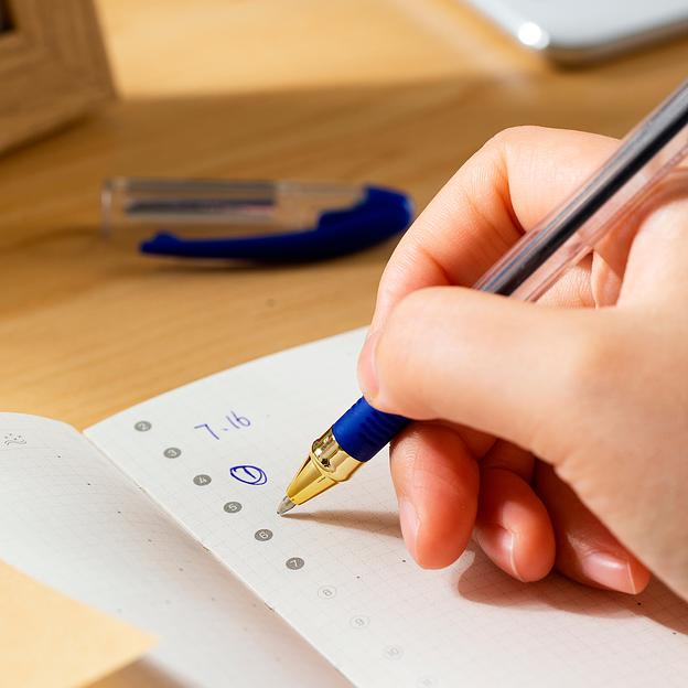 Ручка шариков. Deli Arris Golden CQ40-BL прозрачный d=0.7мм син. черн. фото 4