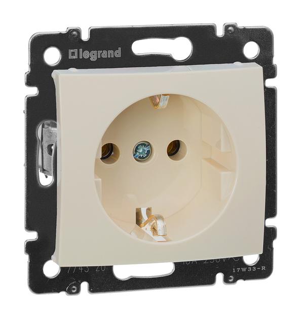 Розетка силовая Legrand Valena (774320) скрыт. зазем. слоновая кость фото 1