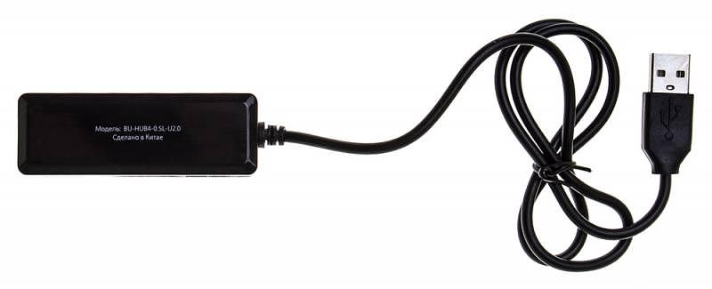 Разветвитель USB 2.0 Buro BU-HUB4-0.5L-U2.0 4порт. черный фото 2