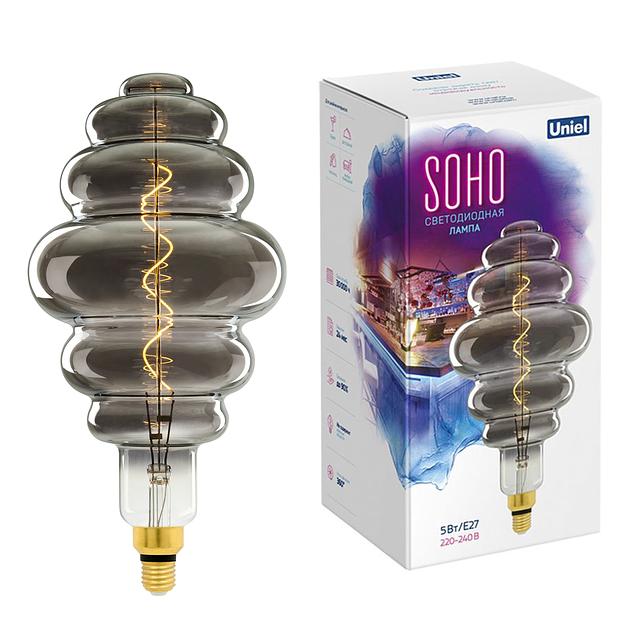 Лампа светодиодная SOHO LED-SF40-5W/SOHO/E27/CW CHROME/SMOKE GLS77CR Хромированная/дымчатая колба Спиральный филамент фото 5