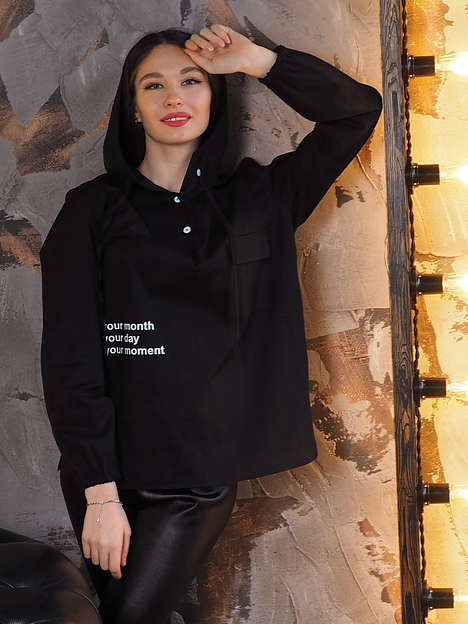 Рубашка женская Verenika «Твой день» черная 42-44 ОПТ фото 3