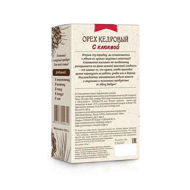Смесь орехово-ягодная Алтай-Селигор «Орех кедровый с клюквой» 100 г, опт фото 2