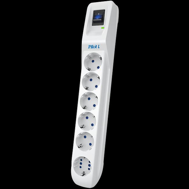 Сетевой фильтр Pilot L GP 6 розеток (5 евро + 1GP) 7 м ZIS Pilot L-6 GP 7M фото 1