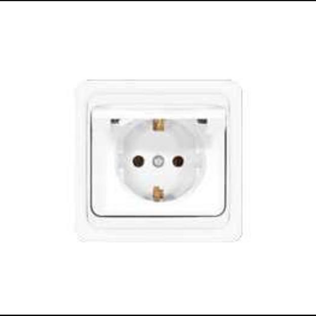 Розетка 1-м СП Валери 16А IP20 с заземл. с крышкой бел. UNIVersal В0029 фото 1