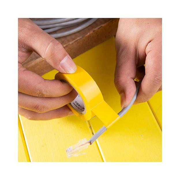 Изолента Deli DL5263 желтая, 0,13мм х 18мм х 9,15м, напряжение до 600В, температурный диапазон 0-80 грд., ПВХ фото 5