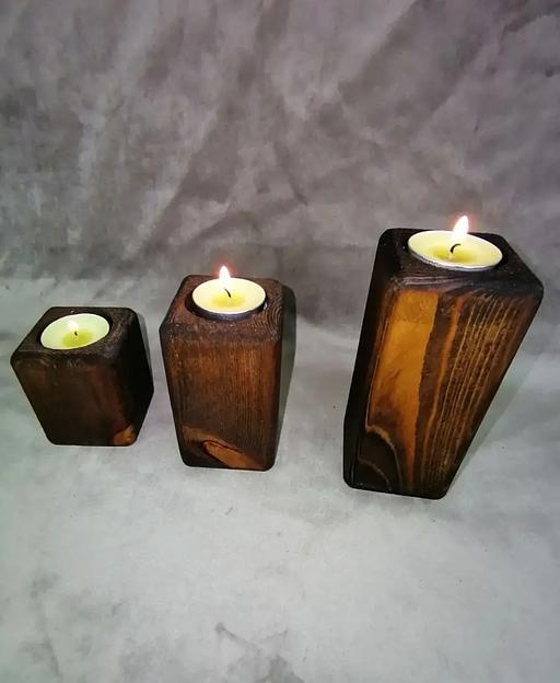 Подсвечники деревянные темные 3 шт ОПТ фото 4