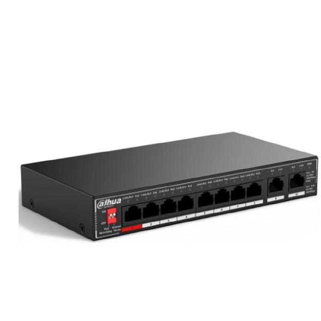 DAHUA DH-SG1010P 10-портовый гигабитный неуправляемый коммутатор c PoE, 10xRJ45 1Gb, суммарно до 96Вт, коммутационная ёмкость 20 Гбит/с, передача пакетов 14.88 Мпак/с, таблица МАС-адресов 4K фото 1