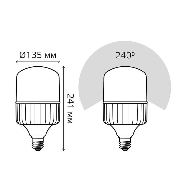 Лампа светодиодная LED 80 Вт 7200 лм 6500К AC180-240В E40 цилиндр Т140 холодная Elementary Gauss фото 6