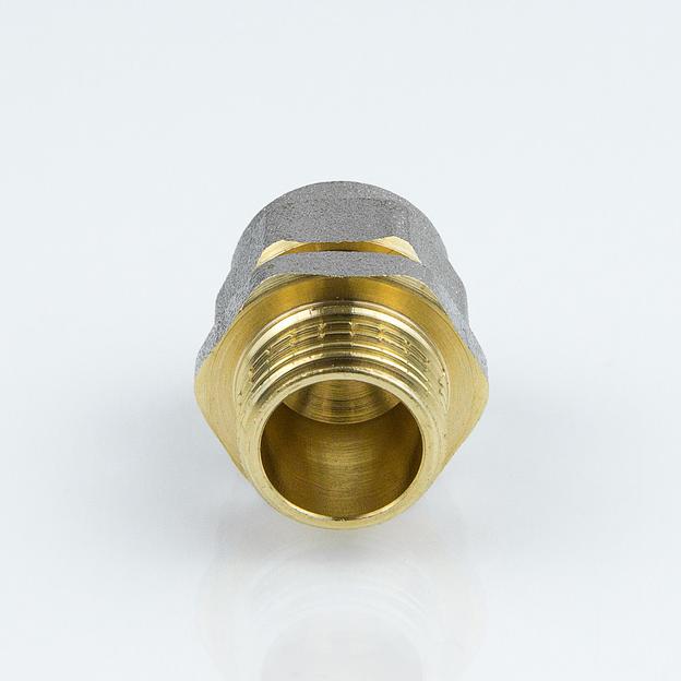 Муфта МП латунь никель обжимная 20х1/2" НР  AQUASFERA фото 4