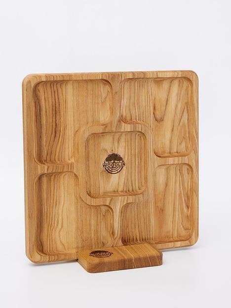 Менажница деревянная Woodlin «Делия» 28х28 см ОПТ фото 5